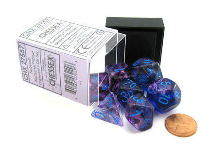 Gamers Guild AZ Chessex CHX27557 - Chessex 7 Die Set Nebula Nocturnal Blue Luminary Chessex