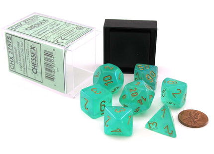 Gamers Guild AZ Chessex CHX27575 - Chessex 7 Die Set Borealis Lt Green Gold Luminary Chessex