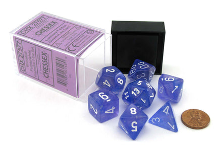 Gamers Guild AZ Chessex CHX27577 - Chessex 7 Die Set Borealis Purple White Luminary Chessex