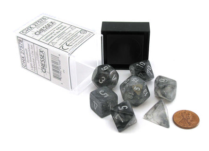 Gamers Guild AZ Chessex CHX27578 - Chessex 7 Die Set Borealis Lt Smoke Silver Luminary Chessex