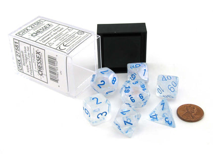Gamers Guild AZ Chessex CHX27581 - Chessex 7 Die Set Borealis Icicle Lt Blue Luminary Chessex