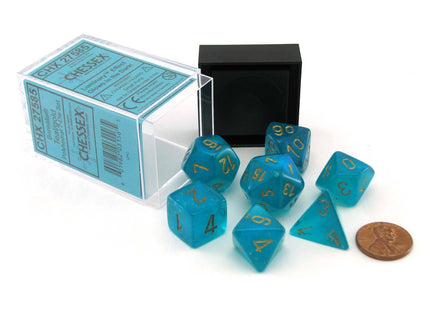 Gamers Guild AZ Chessex CHX27585 - Chessex 7 Die Set Borealis Teal Gold Luminary Chessex