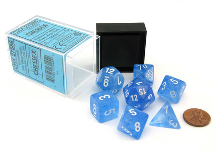 Gamers Guild AZ Chessex CHX27586 - Chessex 7 Die Set Borealis Sky Blue White Luminary Chessex