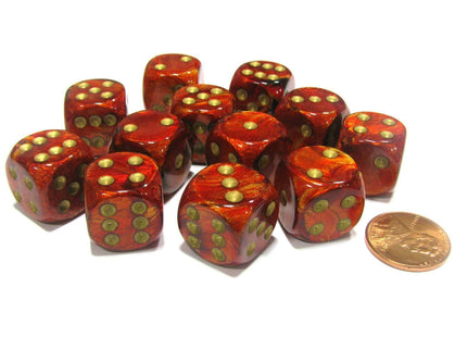 Gamers Guild AZ Chessex CHX27614 - Chessex 16mm Scarlet / Gold Scarab Chessex