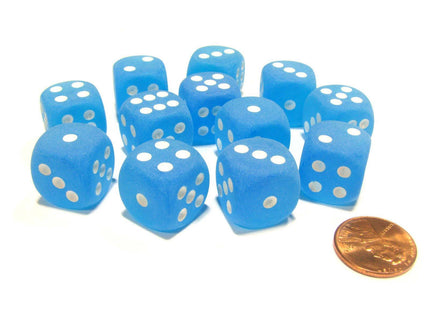 Gamers Guild AZ Chessex CHX27616 - Chessex 16mm Blue/White Frosted Caribbean Chessex