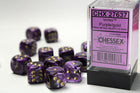 Gamers Guild AZ Chessex CHX27637 - Chessex 16mm Set of 12 D6 Vortex Purple/Gold Chessex
