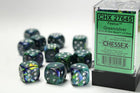 Gamers Guild AZ Chessex CHX27645 - Chessex 16mm Set of 12 D6 Festive Green/Silver Chessex