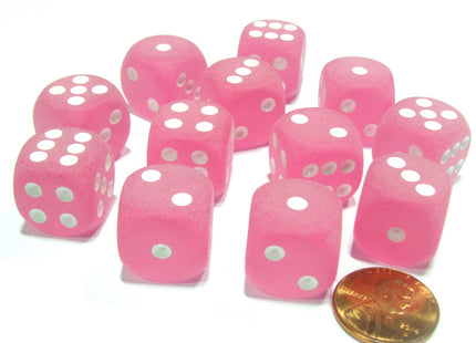 Gamers Guild AZ Chessex CHX27664 - Chessex 16mm Pink/White Frosted Chessex