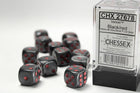 Gamers Guild AZ Chessex CHX27678 - Chessex 16mm Set of 12 D6 Velvet Black/Red Chessex