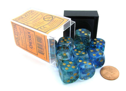 Gamers Guild AZ Chessex CHX27756 - Chessex 16mm Nebula Oceanic Gold Luminary Chessex