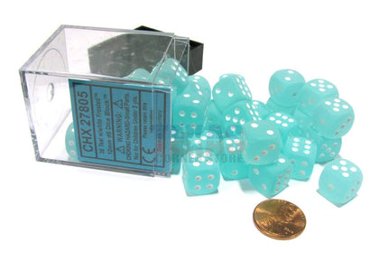 Gamers Guild AZ Chessex CHX27805 - Chessex 12mm Teal / White Frosted Chessex