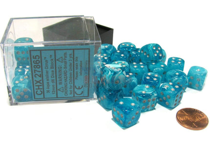 Gamers Guild AZ Chessex CHX27865 -  Chessex 12mm Aqua/Silver Cirrus Chessex