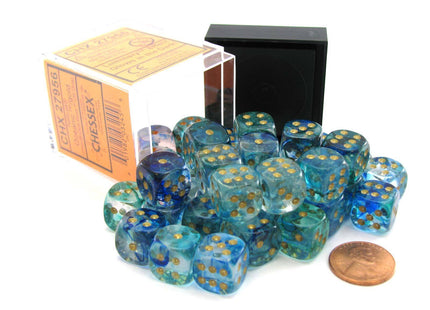 Gamers Guild AZ Chessex CHX27956 – Chessex 12mm Nebula Oceanic Gold Luminary Chessex