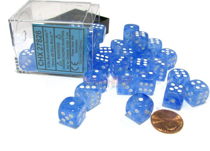 Gamers Guild AZ Chessex CHX27986 - Chessex 12mm D6 Borealis Sky Blue White Luminary Chessex