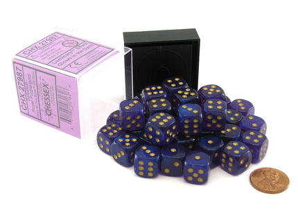 Gamers Guild AZ Chessex CHX27987 - Chessex 12mm D6 Borealis Royal Purple Gold Luminary Chessex