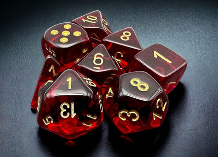 Gamers Guild AZ Chessex CHX30058 Chessex Lab Dice: Translucent Crimson/gold Chessex