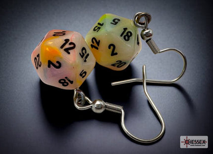 Gamers Guild AZ Chessex CHX54206 - Hook Earrings Festive® Circus™ Mini-Poly d20 Pair Chessex