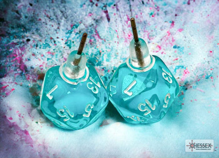 Gamers Guild AZ Chessex CHX54502 -  Stud Earrings Translucent Teal Mini-Poly d20 Pair Chessex