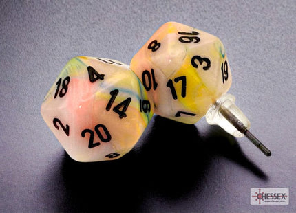 Gamers Guild AZ Chessex CHX54506 - Stud Earrings Festive® Circus™ Mini-Poly d20 Pair Chessex