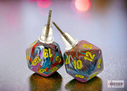 Gamers Guild AZ Chessex CHX54507 - Stud Earrings Festive® Mosaic Mini-Poly d20 Pair Chessex