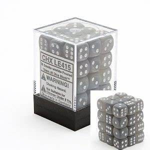 Gamers Guild AZ Chessex CHXLE415 -  Chessex 12mm D6 Smoke/White Frosted Chessex