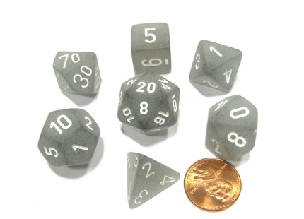 Gamers Guild AZ Chessex CHXLE431 - Chessex 7 Die Set Smoke / White Frosted Chessex