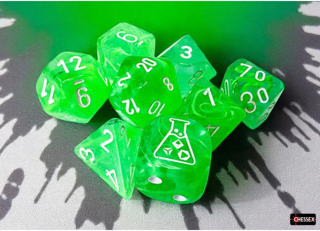 Gamers Guild AZ Chessex Nebula Gelatinous/white Polyhedral 7-Dice Set (with bonus die) Chessex