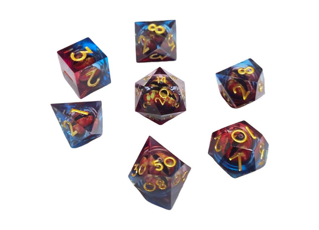 Gamers Guild AZ Chronicle RPG Accessories 7 Dice Set: Neblua Liquid Core - Red Blue ACD Distribution