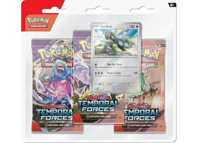 Gamers Guild AZ Clearance Pokemon Scarlet and Violet 5 Temporal Forces 3-Pack Blister - Cyclizar Pokemon