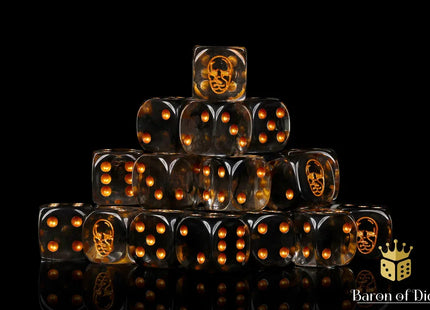 Gamers Guild AZ Conquest Conquest: Spires Translucent Black Swirl Dice w/ Spires Gold Pips Baron of Dice