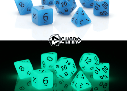 Gamers Guild AZ Die Hard Die Hard Dice - Glow-in-the-Dark Blue 7-Piece RPG Set Discontinue