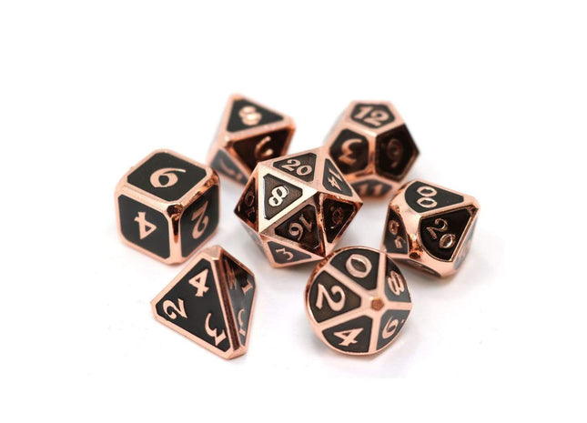 Gamers Guild AZ Die Hard Die Hard Metal Dice - 7-piece Set - Mythica Copper Onyx Die Hard