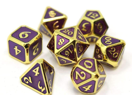 Gamers Guild AZ Die Hard Die Hard Metal Dice - 7-piece Set - Mythica Gold Amethyst Die Hard