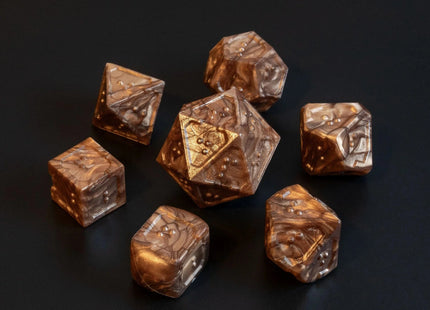 Gamers Guild AZ Die Hard RPG Dice Set - DOTS Braille Acrylic - Molten Bronze (7 Dice Set) Die Hard