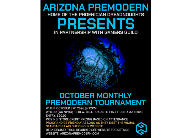 Gamers Guild AZ Event Tickets NPHX - 10/3 @ 12pm - MTG Premodern Monthly Event Gamers Guild AZ
