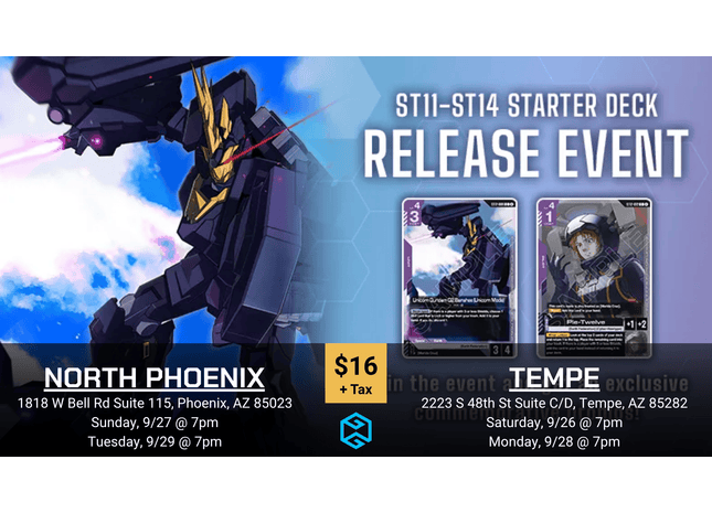 Gamers Guild AZ Event Tickets Tempe - 9/26 @ 7pm - Gundam Card Game ST11-14 Release Event Gamers Guild AZ