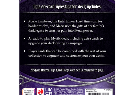 Gamers Guild AZ Fantasy Flight Games Arkham Horror: The Card Game - Marie Lambeau Investigator Deck (Pre-Order) Asmodee