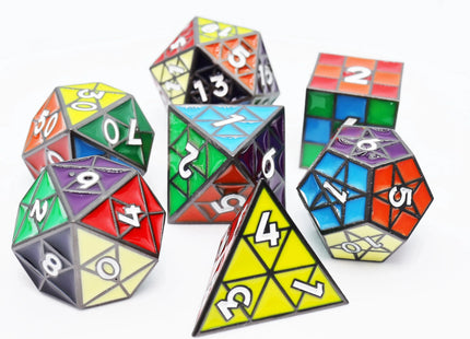 Gamers Guild AZ Foam Brain Games Puzzle Cube: Midnight Metal - Metal 8 piece Dice Set Foam Brain Games