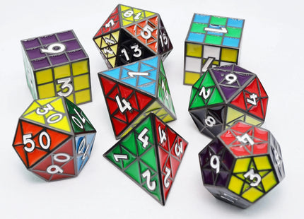 Gamers Guild AZ Foam Brain Games Puzzle Cube: Midnight Metal - Metal 8 piece Dice Set Foam Brain Games