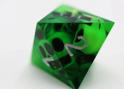 Gamers Guild AZ Foam Brain Games Sharp Edge Resin RPG Dice Set - Green Skulls Foam Brain Games