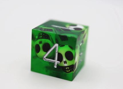 Gamers Guild AZ Foam Brain Games Sharp Edge Resin RPG Dice Set - Green Skulls Foam Brain Games