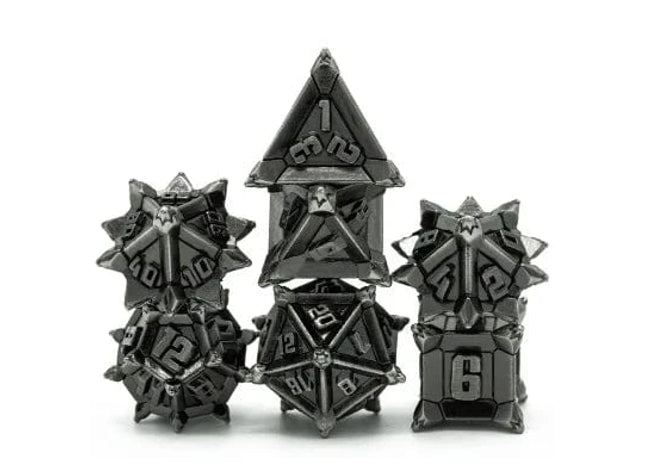 Gamers Guild AZ Foam Brain Games Warrior's Flail: Silver - Metal RPG Dice Set (Pre-Order) Foam Brain Games