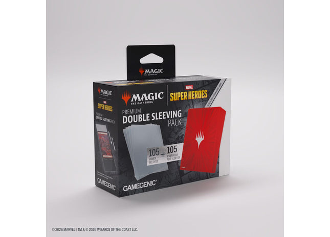Gamers Guild AZ Gamegenic Gamegenic: Premium Double Sleeving Pack 100 - Magic the Gathering | Marvel Super Heroes - Comic Burst Red (Pre-Order) Asmodee
