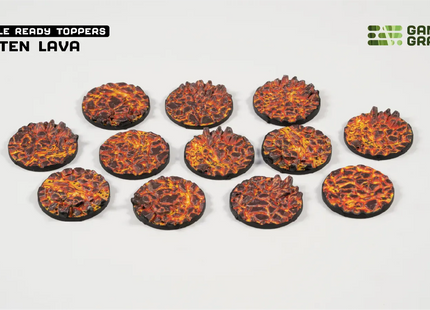 Gamers Guild AZ GamersGrass GamersGrass: Battle Ready Toppers - Molten Lava - Round 25mm (x12) GamersGrass