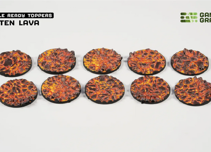 Gamers Guild AZ GamersGrass GamersGrass: Battle Ready Toppers - Molten Lava - Round 28mm (x10) GamersGrass