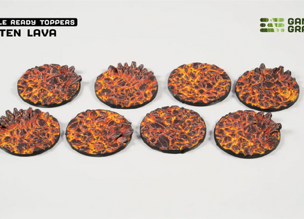 Gamers Guild AZ GamersGrass GamersGrass: Battle Ready Toppers - Molten Lava - Round 32mm (x8) GamersGrass