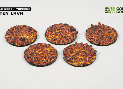 Gamers Guild AZ GamersGrass GamersGrass: Battle Ready Toppers - Molten Lava - Round 40mm (x5) GamersGrass