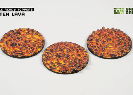 Gamers Guild AZ GamersGrass GamersGrass: Battle Ready Toppers - Molten Lava - Round 50mm (x3) GamersGrass