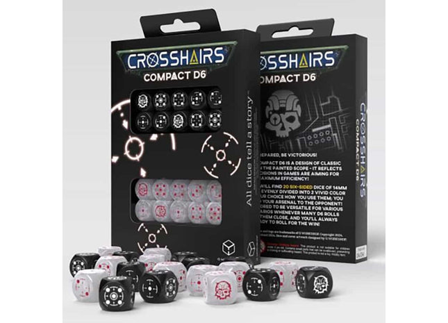 Gamers Guild AZ Gaming Accessories Crosshairs Compact D6 Dice: Black And Pearl (Pre-Order) GTS
