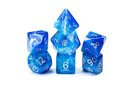 Gamers Guild AZ Gate Keeper Games GKGAE337-7d - Gate Keeper Games 7 Die Set: Chanukah Hanukkah Aether Dice Gate Keeper Games